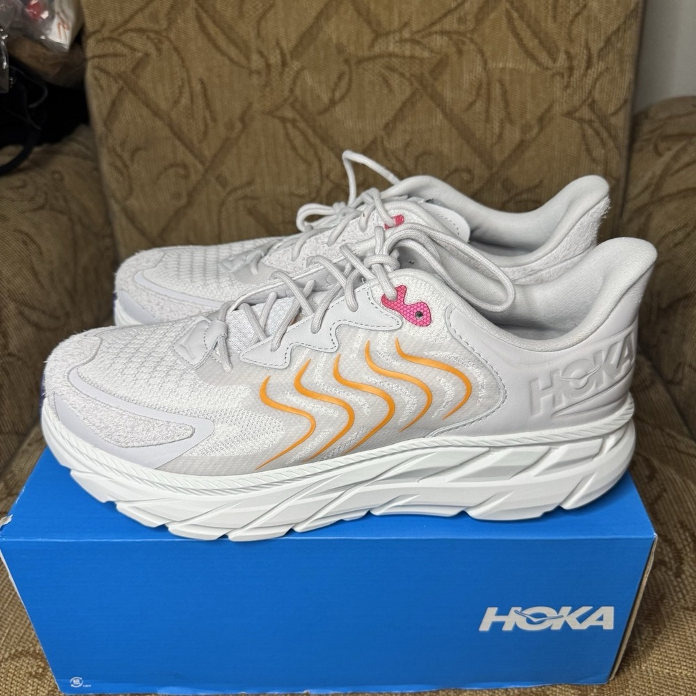 Hoka One One U Clifton LS Unisex Gray Running Shoes Womens US 13 Mens US 12